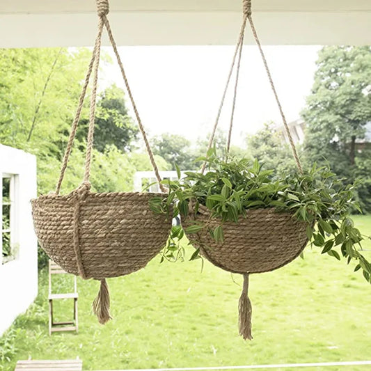 Natural Seagrass Hanging Planter Basket