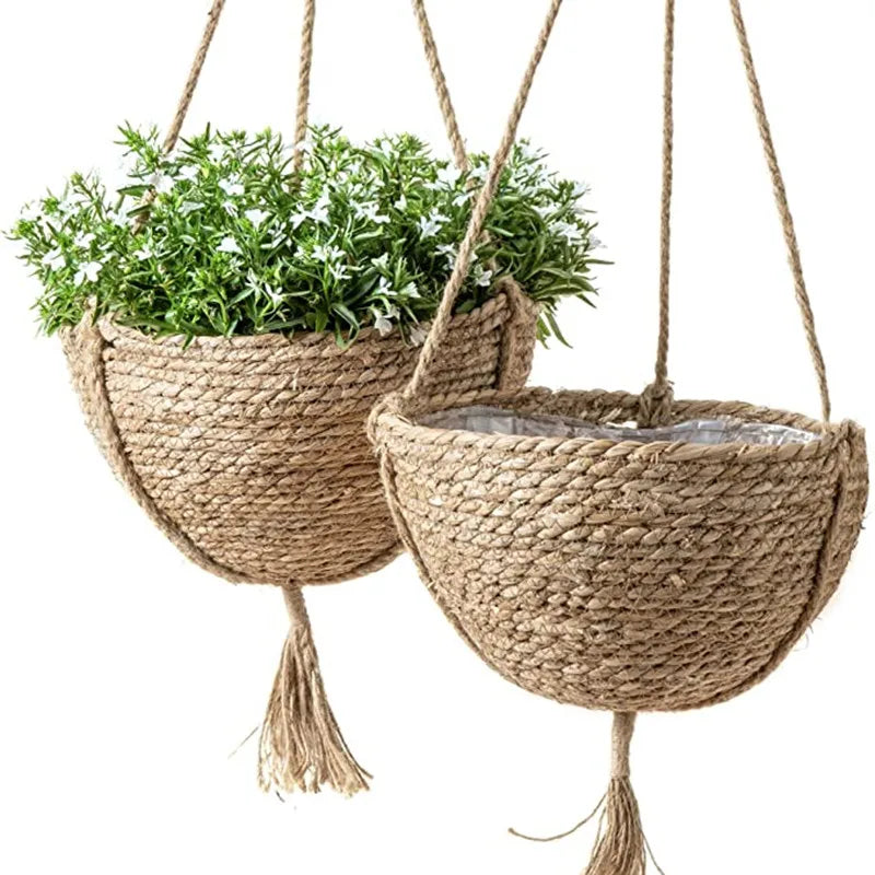 Natural Seagrass Hanging Planter Basket
