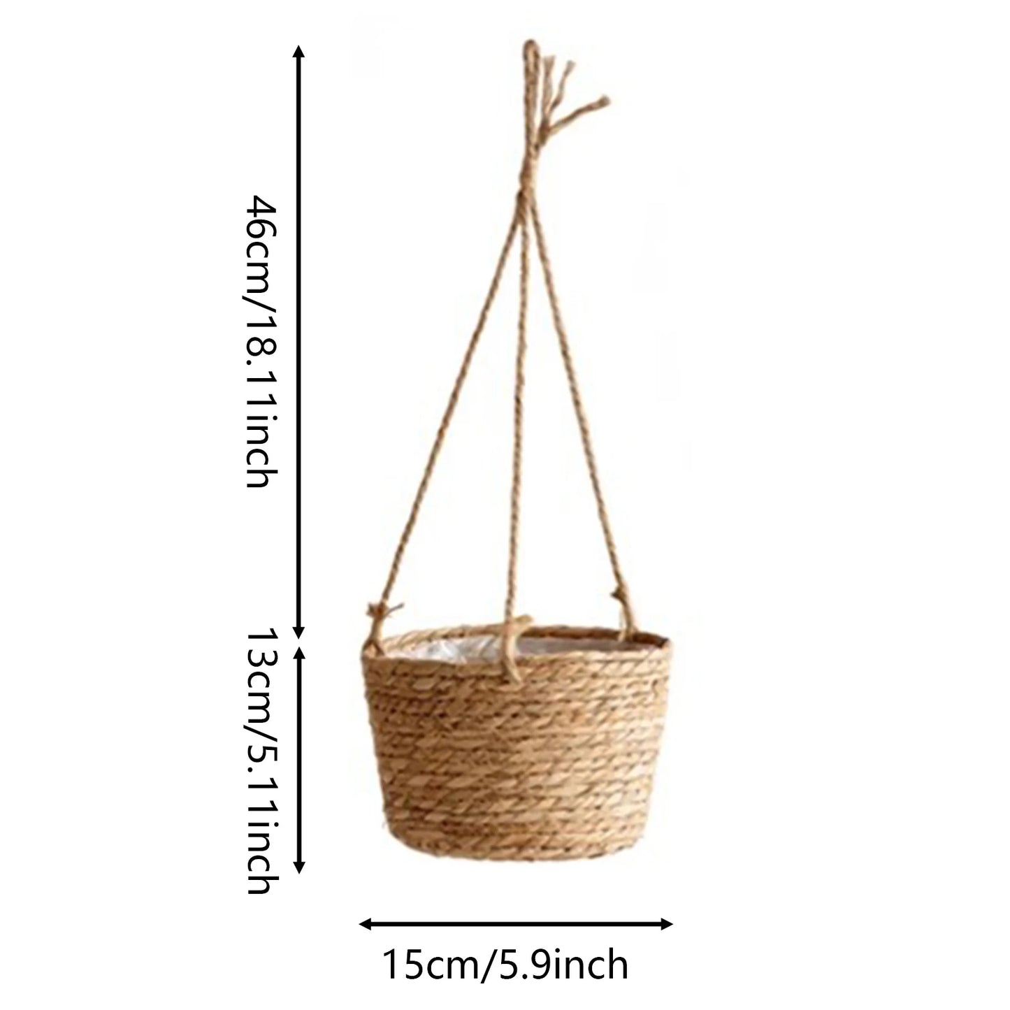 Natural Seagrass Hanging Planter Basket