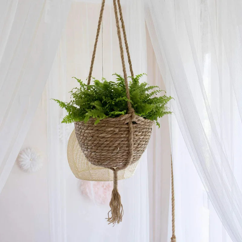Natural Seagrass Hanging Planter Basket